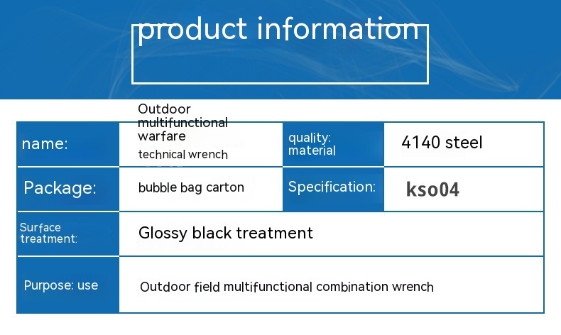High Hardness Dismantlement Tool Metal Wrench Outdoor Field Multipurpose Combined Wrench