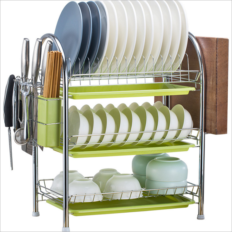 Title 4, Multi-layer Floor Draining Bowl Rack Kitchen Sh...