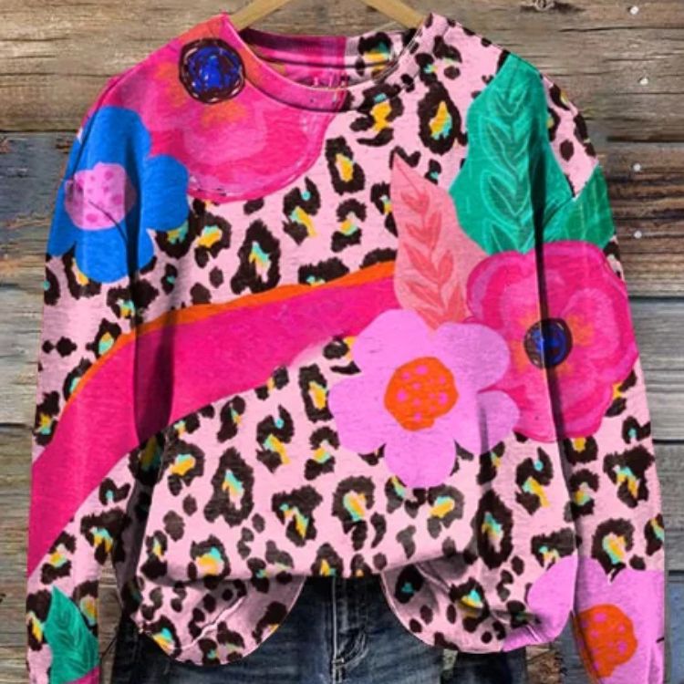 Plus Size Round Neck Letter Printed Sweatshirt