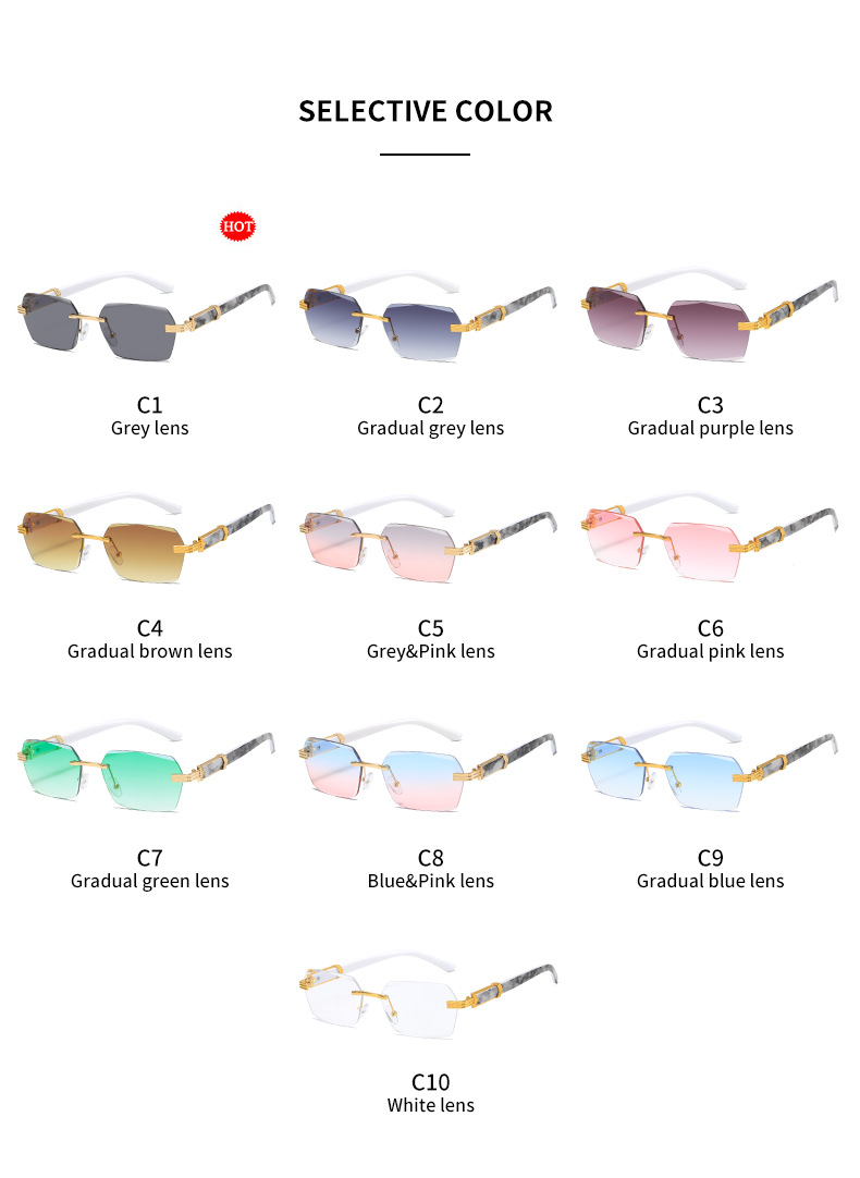 Women's Trimming Ocean Lens Rimless Sunglasses - Image 7