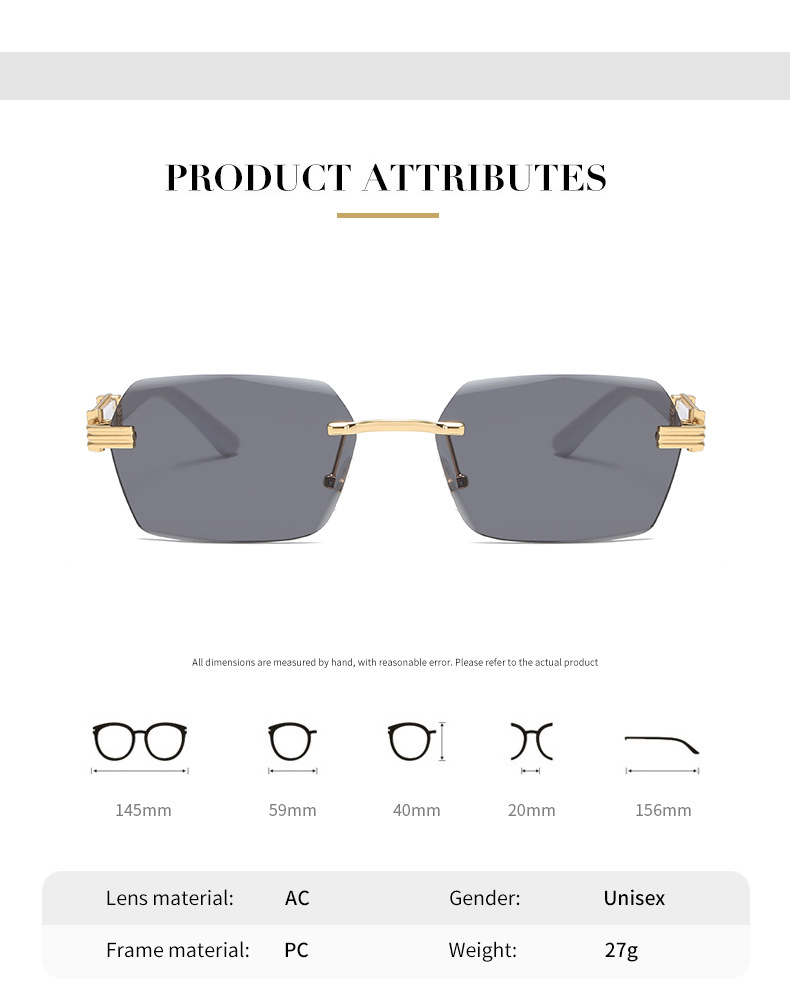 Women's Trimming Ocean Lens Rimless Sunglasses - Image 8