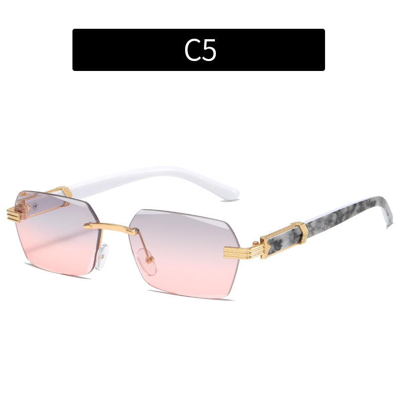 Women's Trimming Ocean Lens Rimless Sunglasses - Image 10