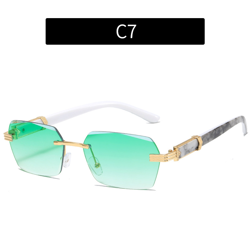 Women's Trimming Ocean Lens Rimless Sunglasses - Image 3