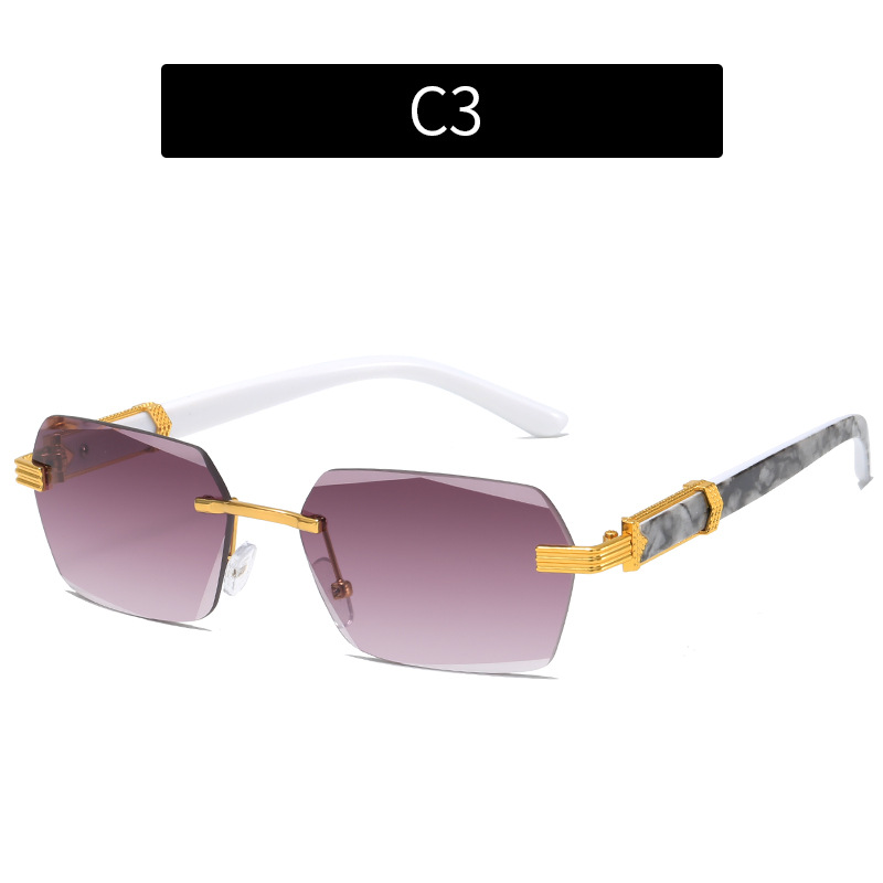 Women's Trimming Ocean Lens Rimless Sunglasses - Image 11
