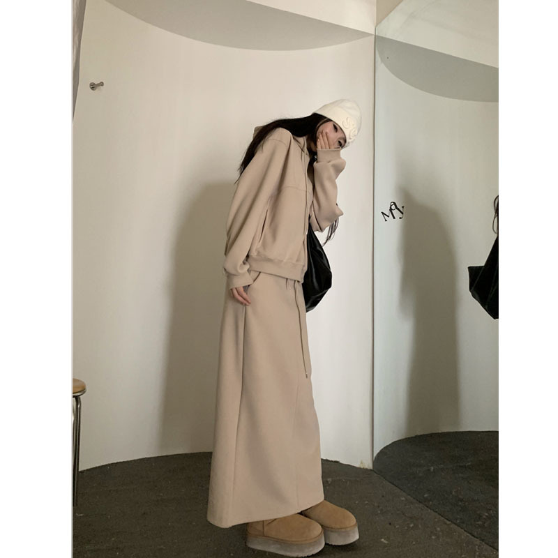 Title 2, Winter Comfortable Velvet Sweater Skirt Suit