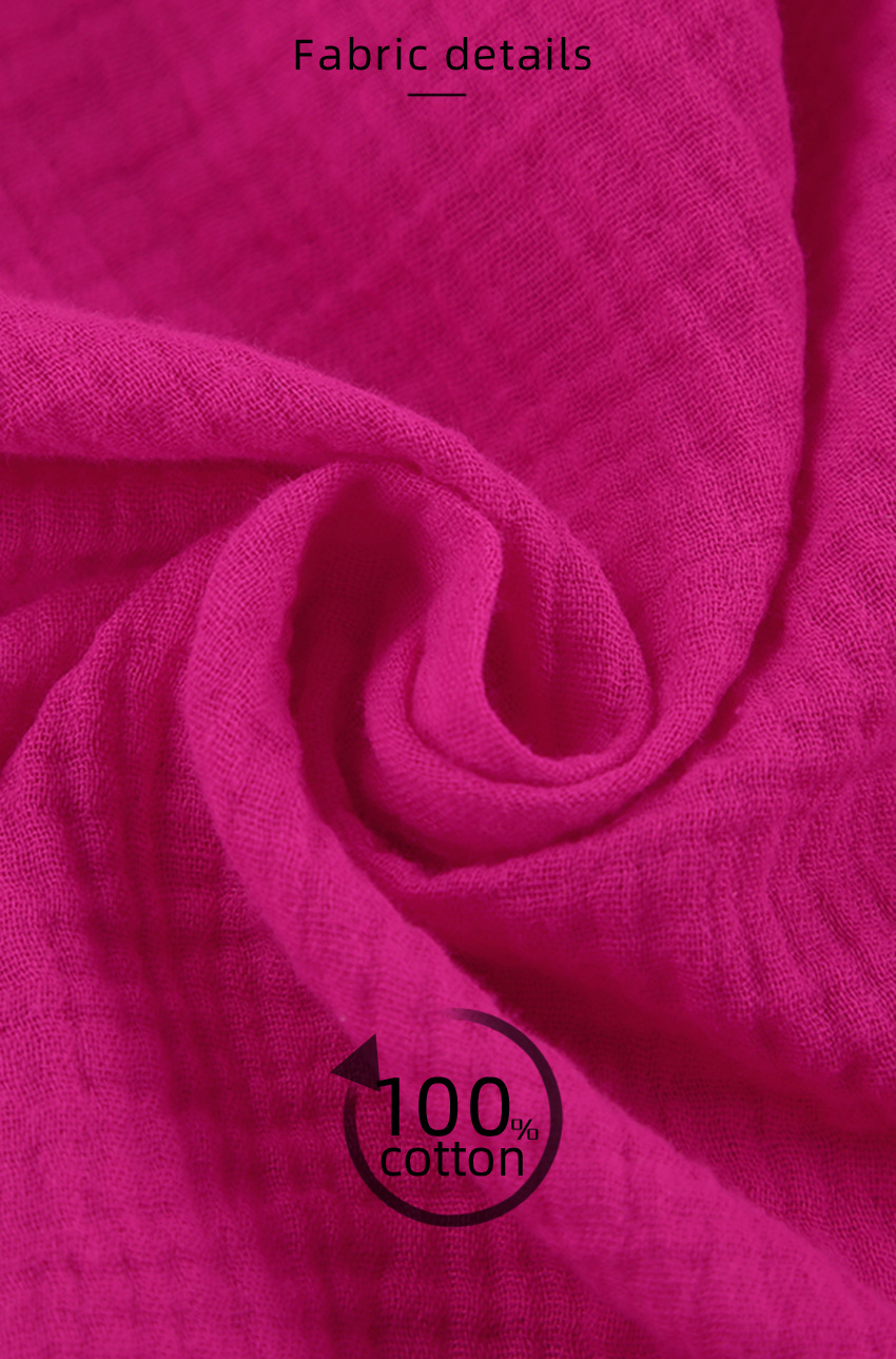 Loose Casual Women's Full Cotton Pajama Long Sleeve Solid Crepe Breathable Home Clothing