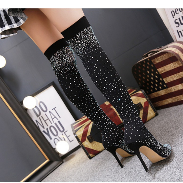 Title 4, Over the Knee High Heel Boots with Pointed Toes...