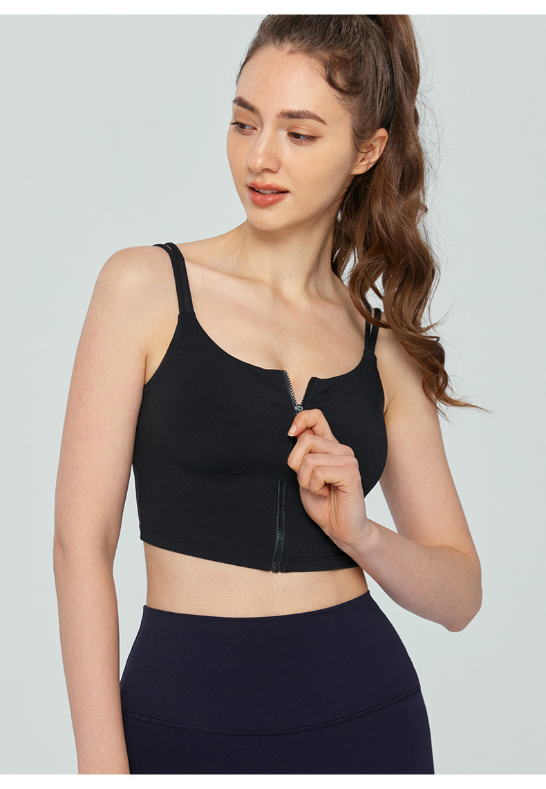 Title 9, Double-shoulder Strap Front Zipper Yoga Vest Top