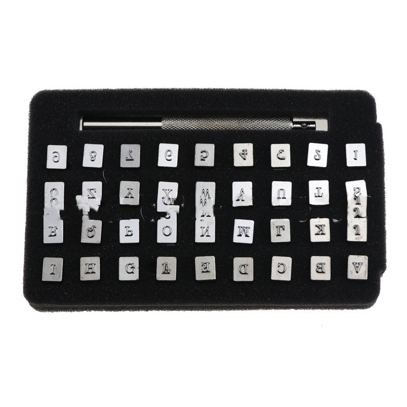 Alphabet & Number Leather Stamp Set (36-Piece) - Image 3