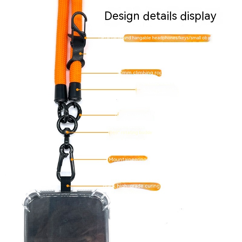 10MM Climbing Rope Mobile Phone Lanyard Gasket Adjustable Crossbody Mobile Phone Strap Camera Strap Rope Anti-lost Neck Rope