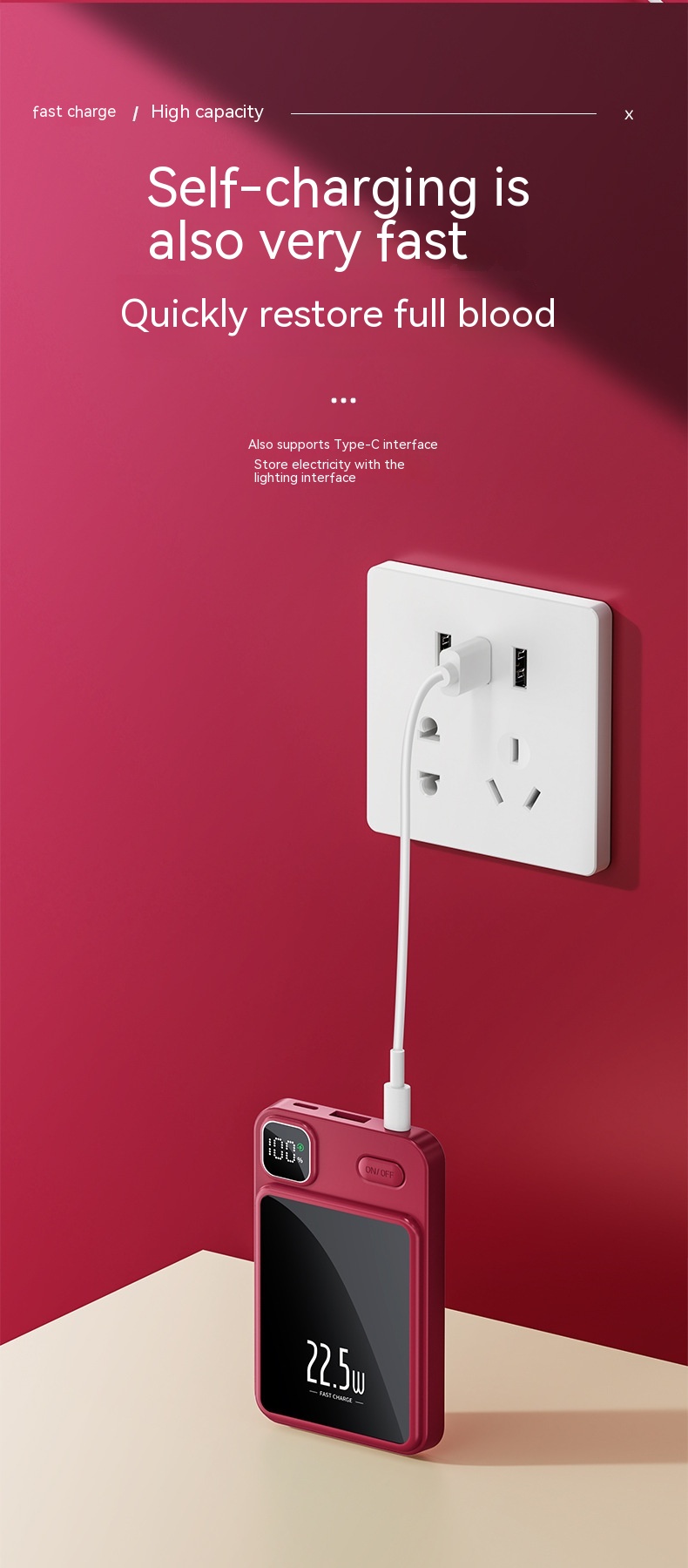 Magnetic Power Bank 20000 MA Large Capacity Fast Charging Mobile Power Gift 20