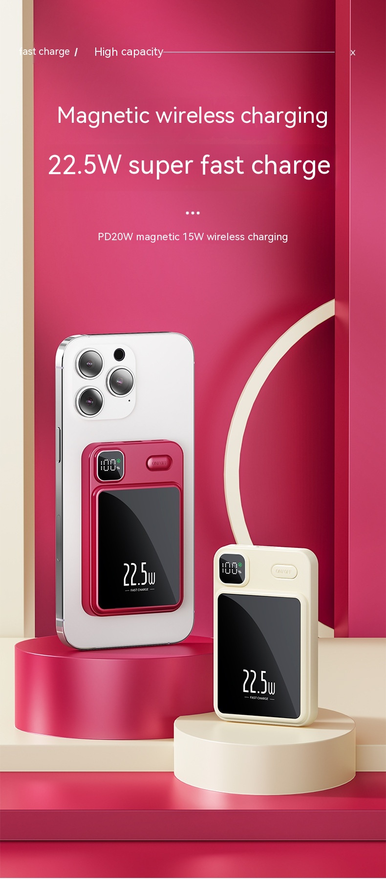 Magnetic Power Bank 20000 MA Large Capacity Fast Charging Mobile Power Gift 26