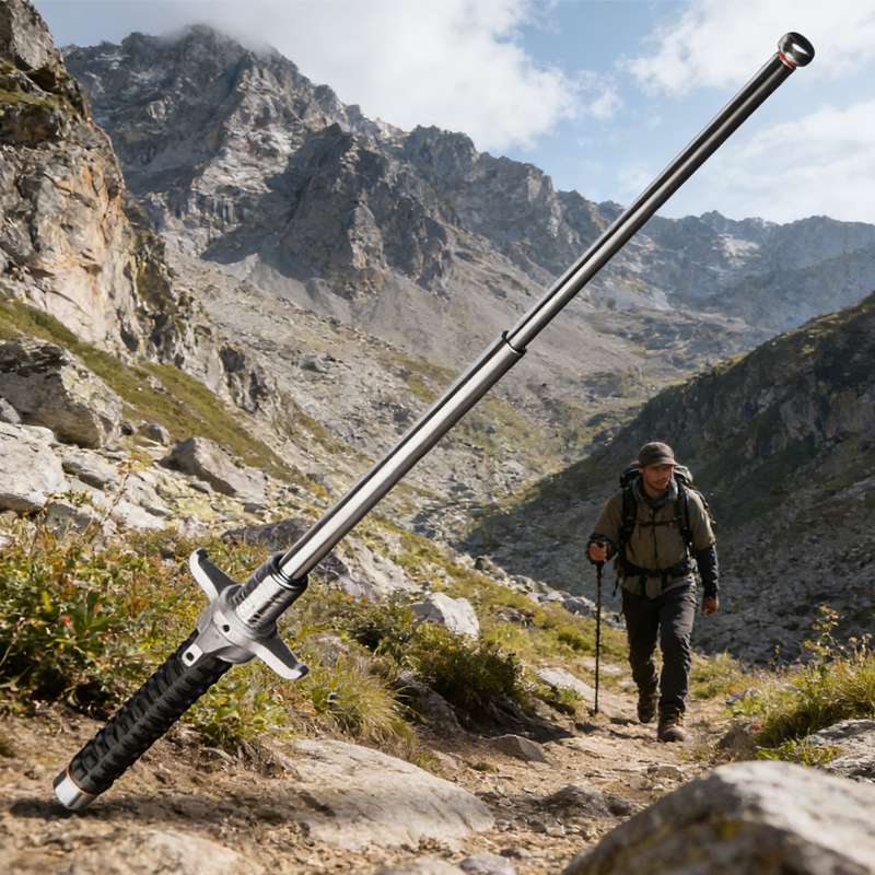 26 Inch Multifunctional Hiking Pole, Level 3, Extendable, Portable,car Mounted, Impact Resistant, Used For Hiking, Camping