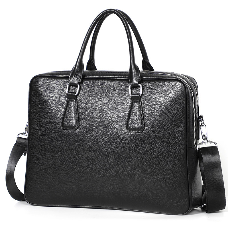 Handbag Men's Leather Briefcase Cowhide Horizontal Large Capacity — foto 7