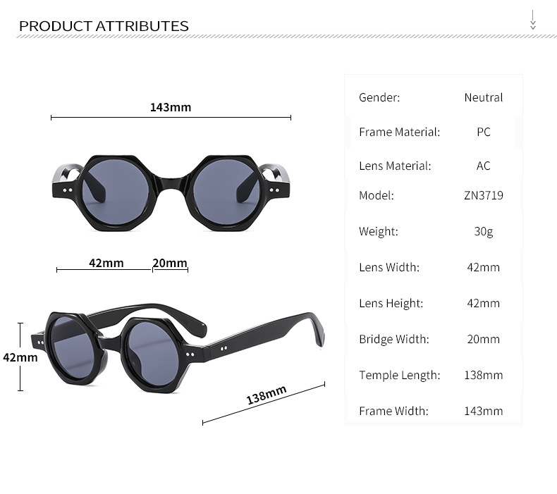 Title 5, Polygon Round Frame Personalized Sunglasses