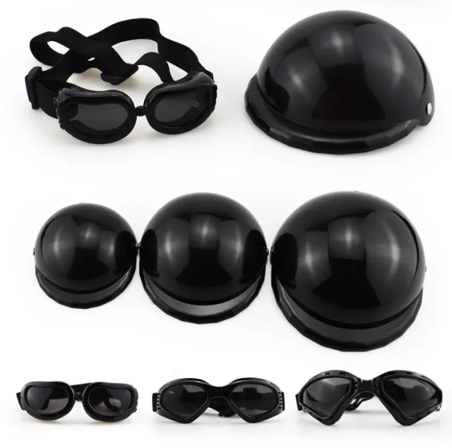 PET Helmet Helmet Dogs And Cats Outing Motorcycle Cap Headwear Pet Toy Hat Sunglasses Helmet Set Default - Shop at LoveMi