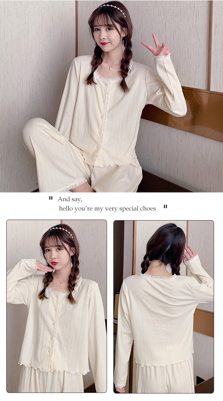 Title 7, Cotton Cardigan Long Sleeve Pants Homewear Suit...