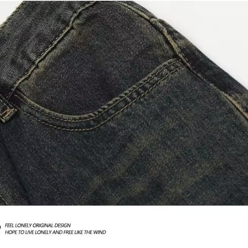 Niche American Retro High Street Yellow Mud Bootleg Pants