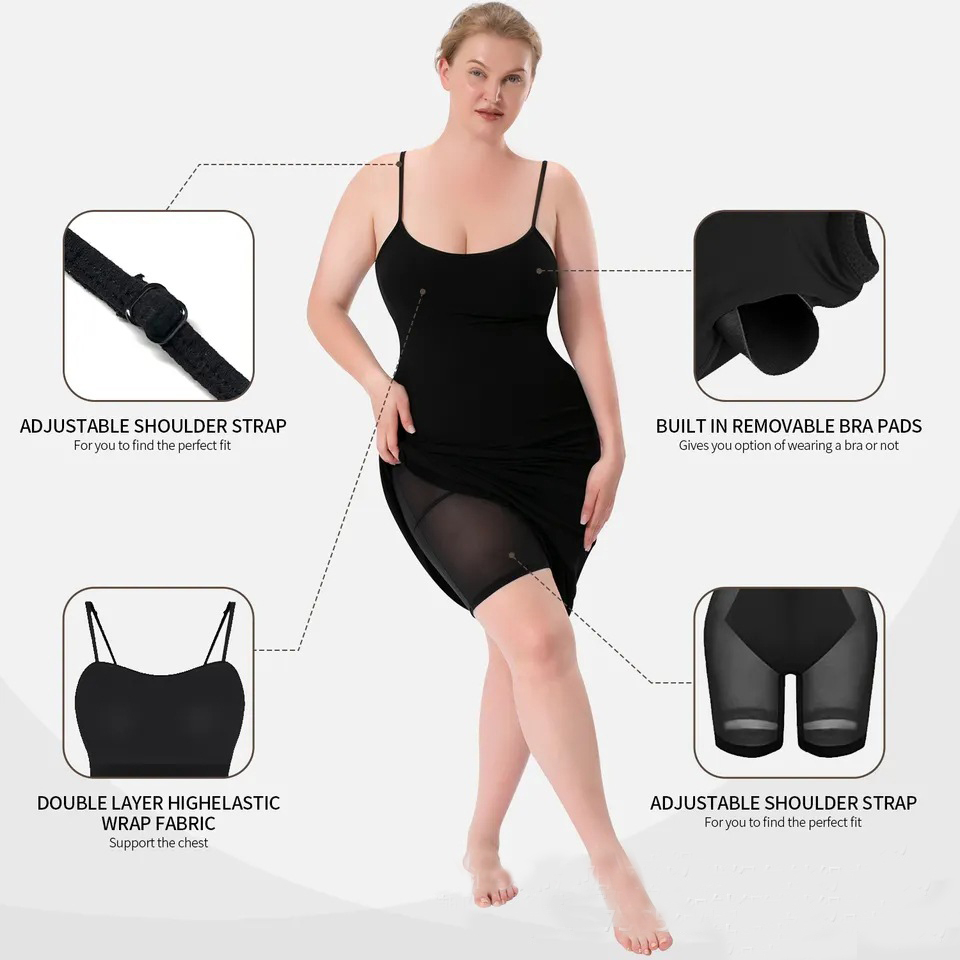 womens shapewear dress jumpsuit tummy tuck lift corset open crotch  suspender tight long skirt chest pad bodysuit dress – Thecurvestory