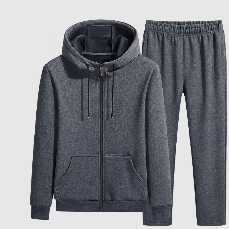 Title 2, Hooded Sweater Thickened Casual Two-piece Suit