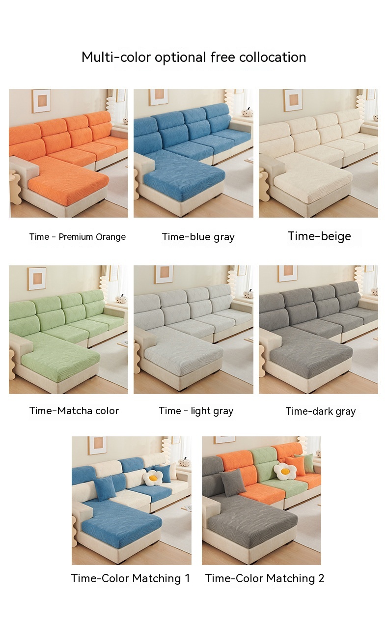 Title 1, Plain Elastic Non-slip Sofa Seat Cover Three-di...