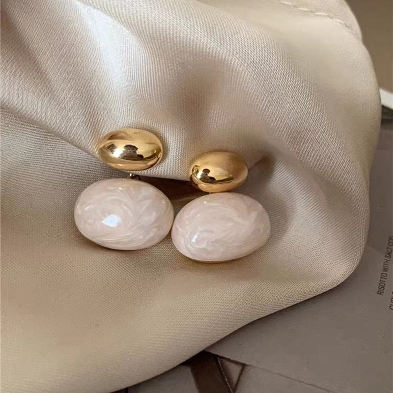 European And American Retro Affordable Luxury Fashion Drip Glazed Oval Earrings