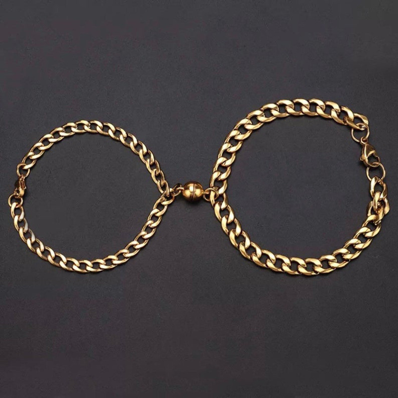 Magnetic Couple Bracelet Suit Cuban Link Chain