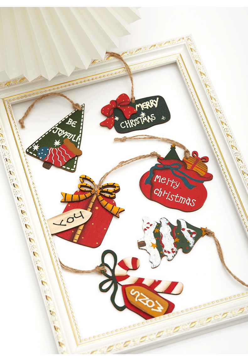 Wooden Christmas Tree Pendant Table Decoration Mini Retro Decorations
