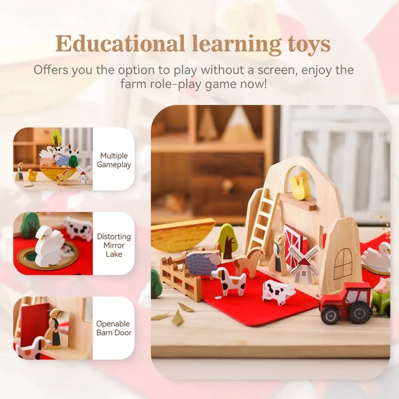 Wooden Farm Animal Stacking Toy Set