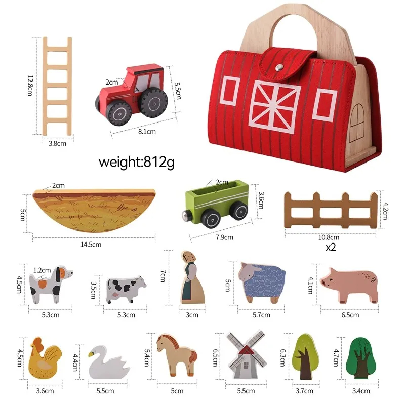 Wooden Farm Animal Stacking Toy Set