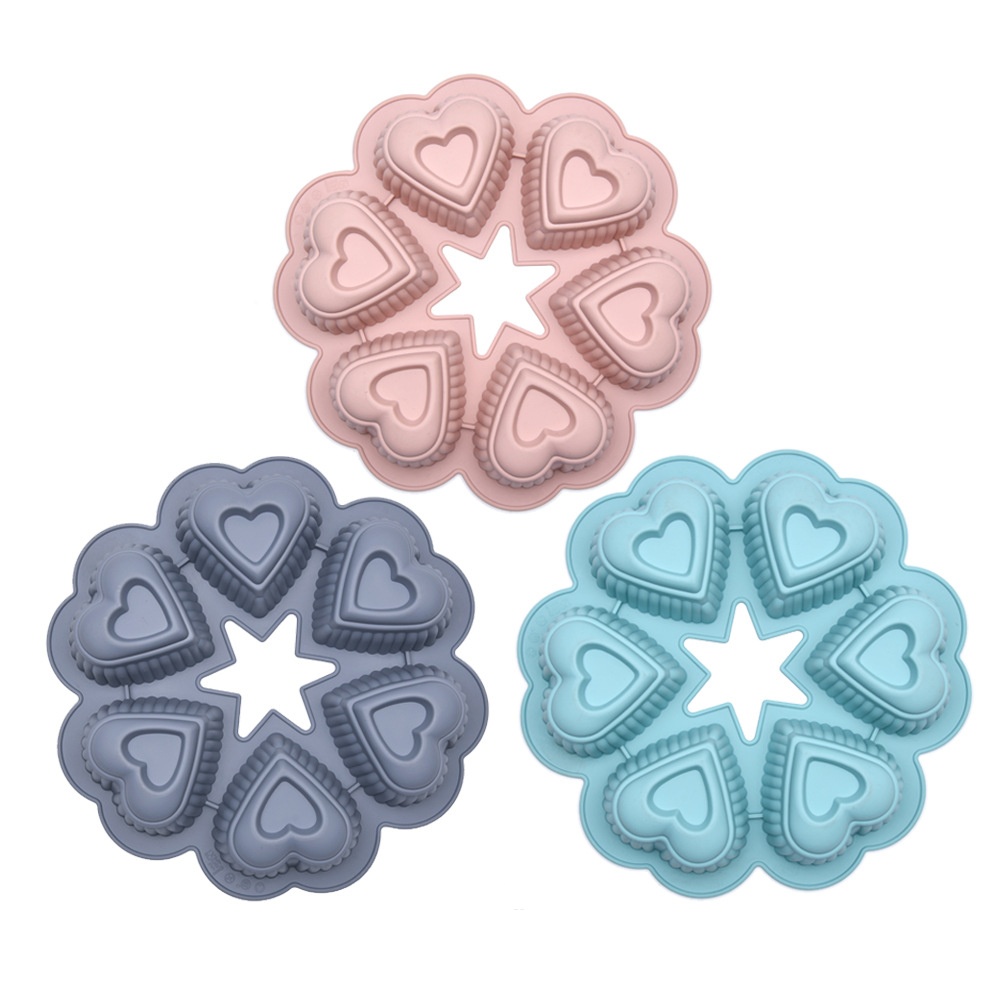 Title 4, Silicone Chiffon Cake Mold 6-piece Heart-shaped...