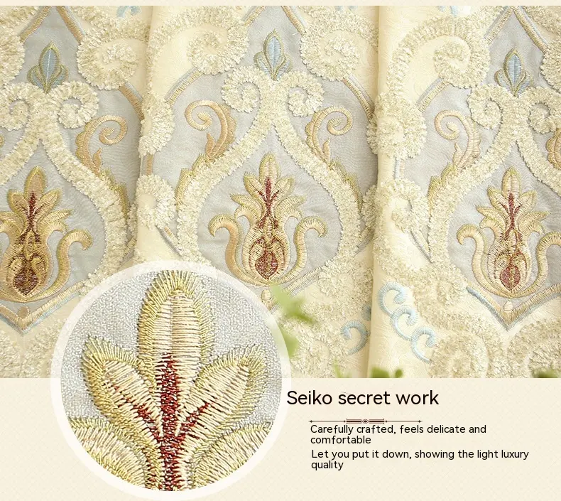 Crown European Embroidery Cloth Mesh Curtains Living