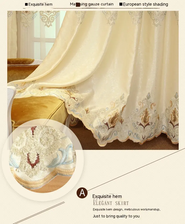 Crown European Embroidery Cloth Mesh Curtains Living
