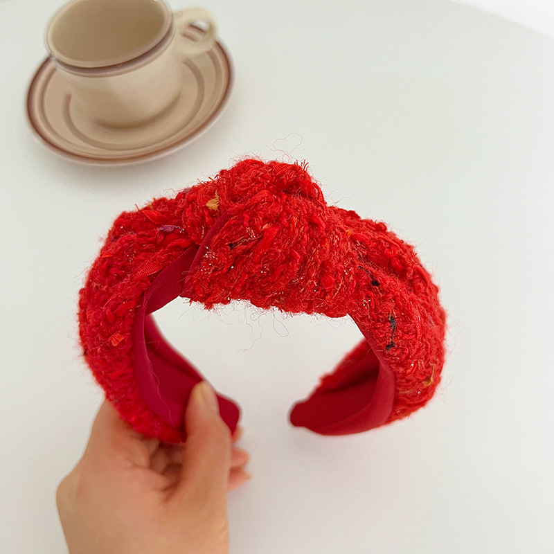 Christmas Red Series Wide Brim Hair Pressing Knot In The Middle Headband — foto 19