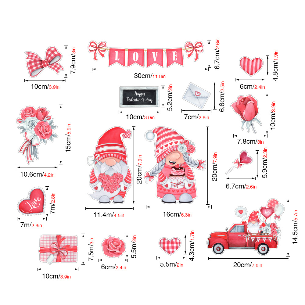 Valentine's Day Cartoon Fridge Stickers Home Decoration PVC Magnetic Wall Sticker Waterproof Decoration