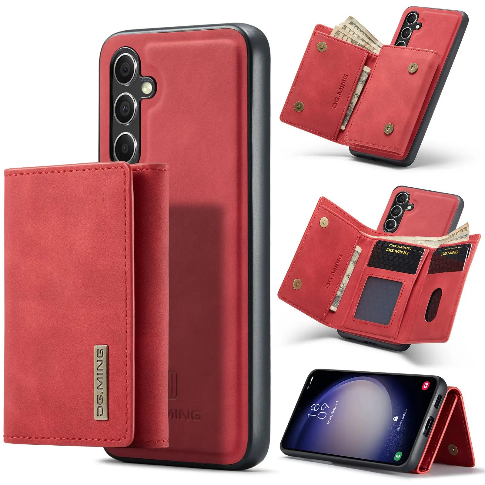 Strong Magnetic Split Wallet Protective Leather Case Two-in-one Magnetic Wallet Phone Case