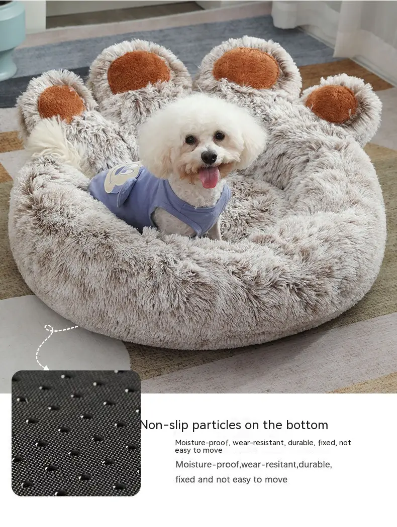 Plush Cathouse Doghouse Pet Bed Winter Warm Hand-shaped Brush Pet
