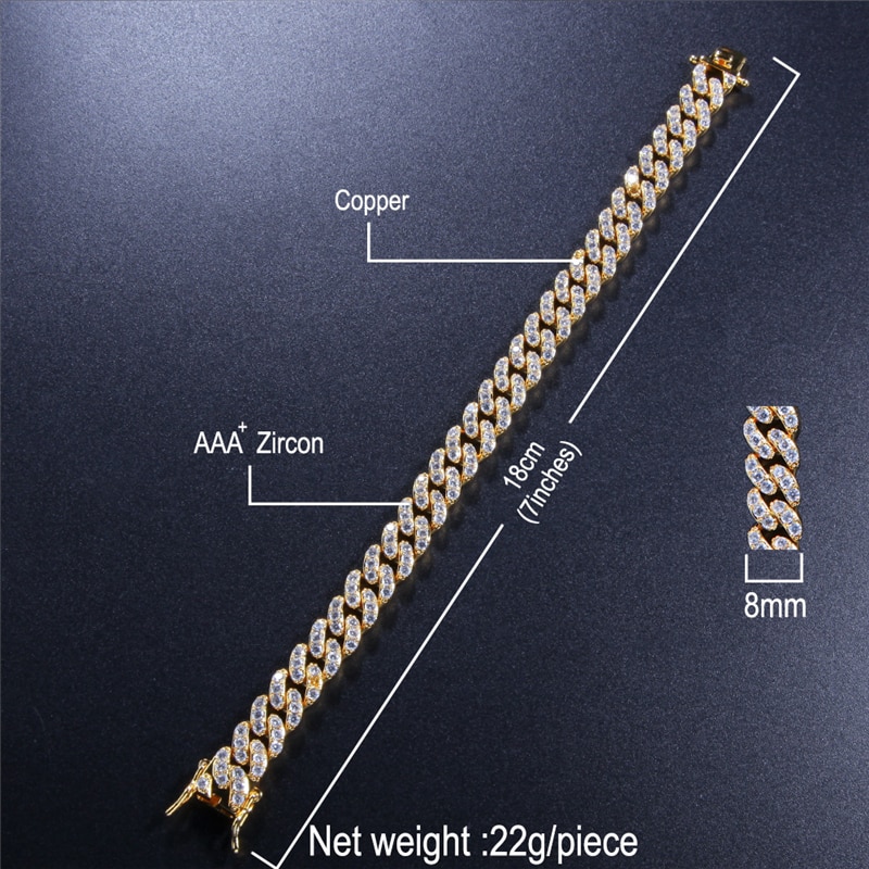 Title 2, Gold-plated Full Diamond Alloy Hip-hop Bracelet