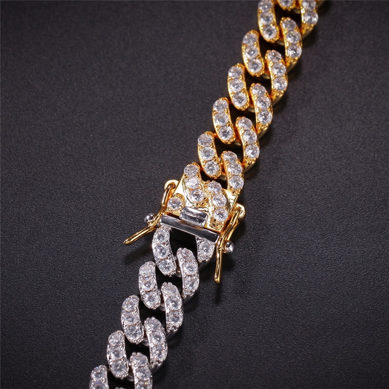 Title 3, Gold-plated Full Diamond Alloy Hip-hop Bracelet