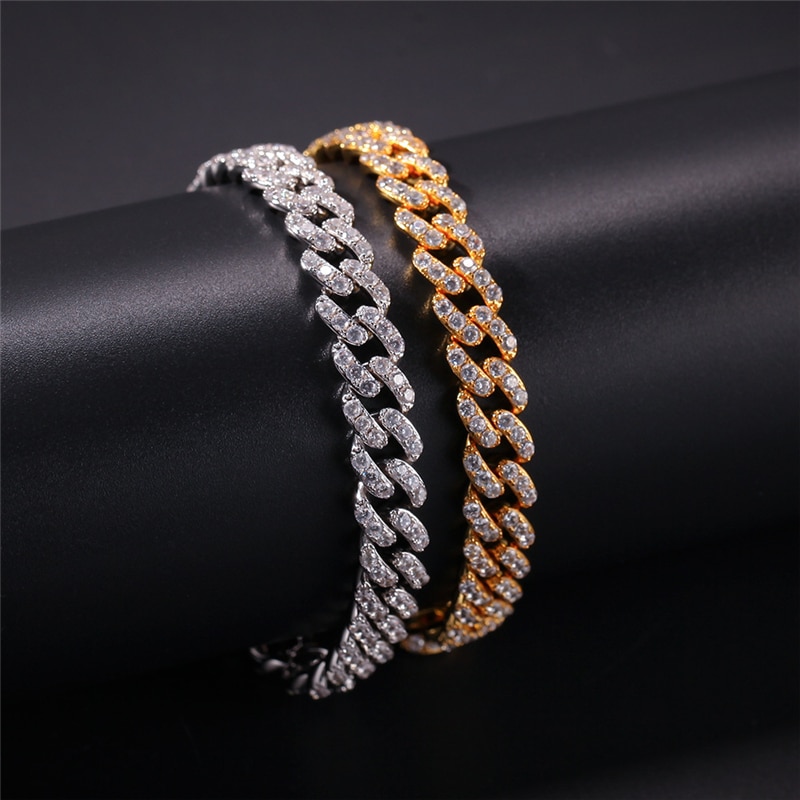 Title 4, Gold-plated Full Diamond Alloy Hip-hop Bracelet