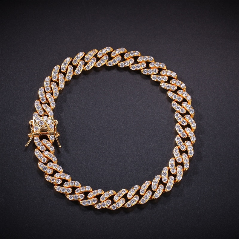 Title 6, Gold-plated Full Diamond Alloy Hip-hop Bracelet