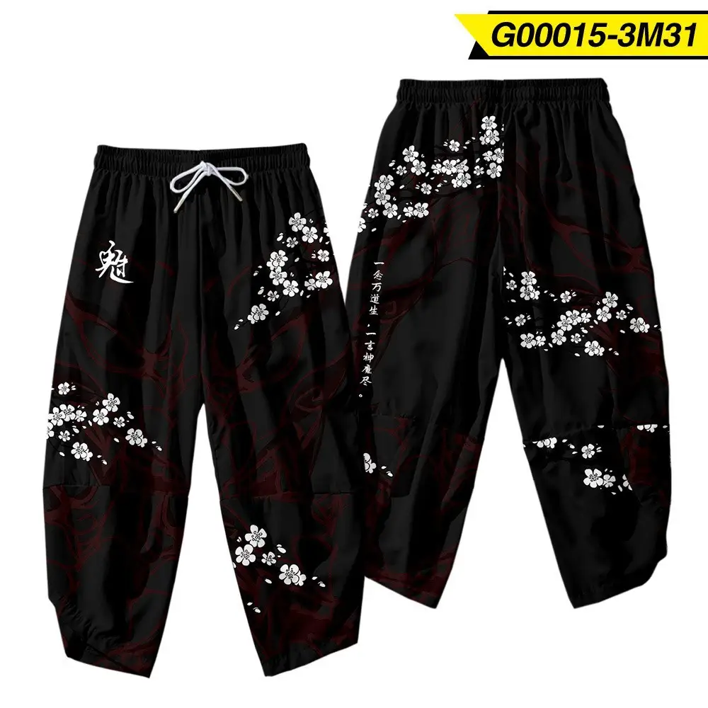 Men's Casual Sun Moon Creative Digital Printing Cropped Pants
