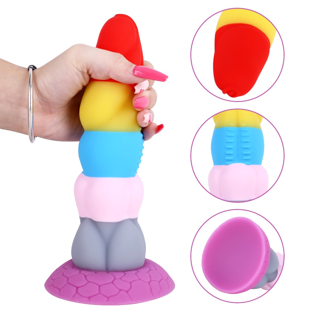 Rainbow Prisoner Dragon Liquid Silicone Eggless Penile 6