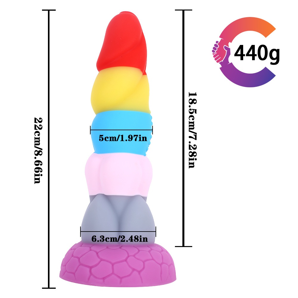 Rainbow Prisoner Dragon Liquid Silicone Eggless Penile 8