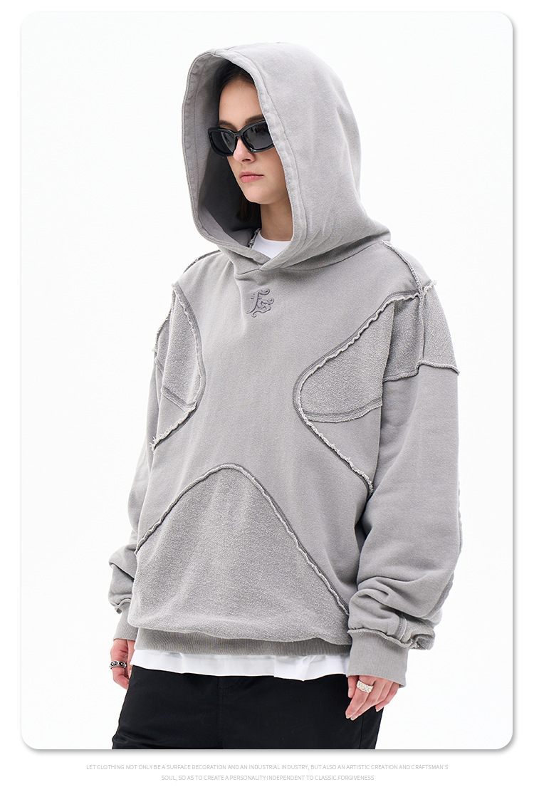 Trendy Brand Personality Reverse Car The Craft Of Design Solid Color High Street Hooded Sweater