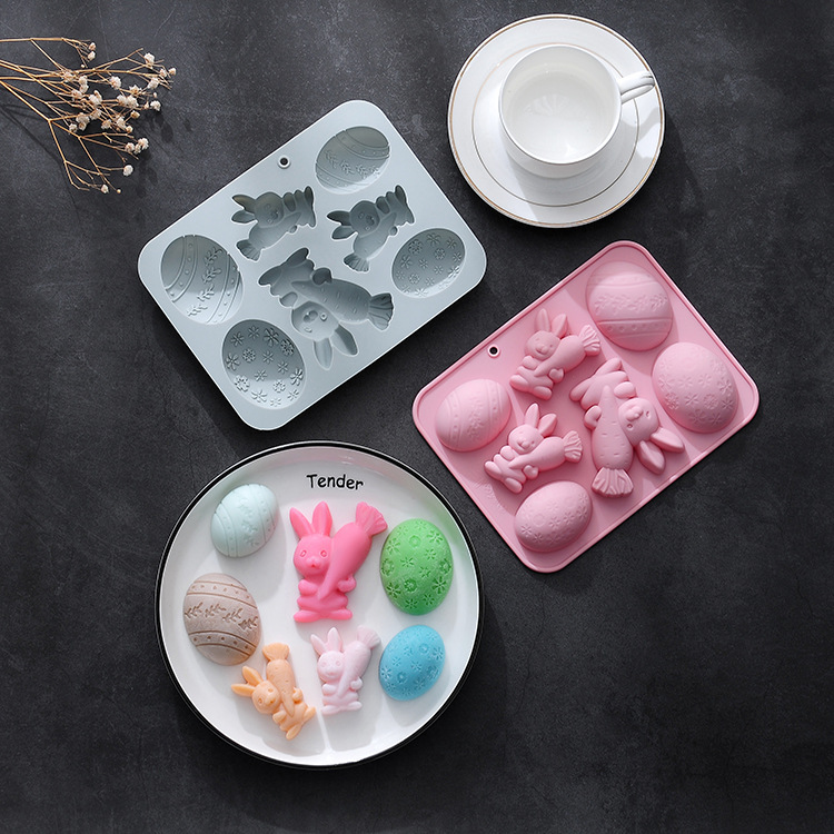 Title 4, 7-piece Bunny Egg Easter Silicone Mold