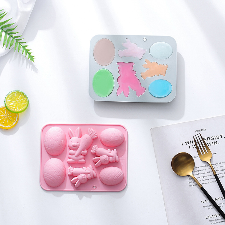 Title 6, 7-piece Bunny Egg Easter Silicone Mold