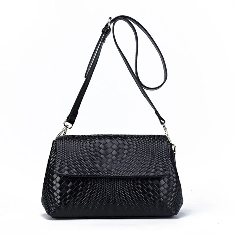 Genuine Leather Women's Woven Bag Crossbody Small