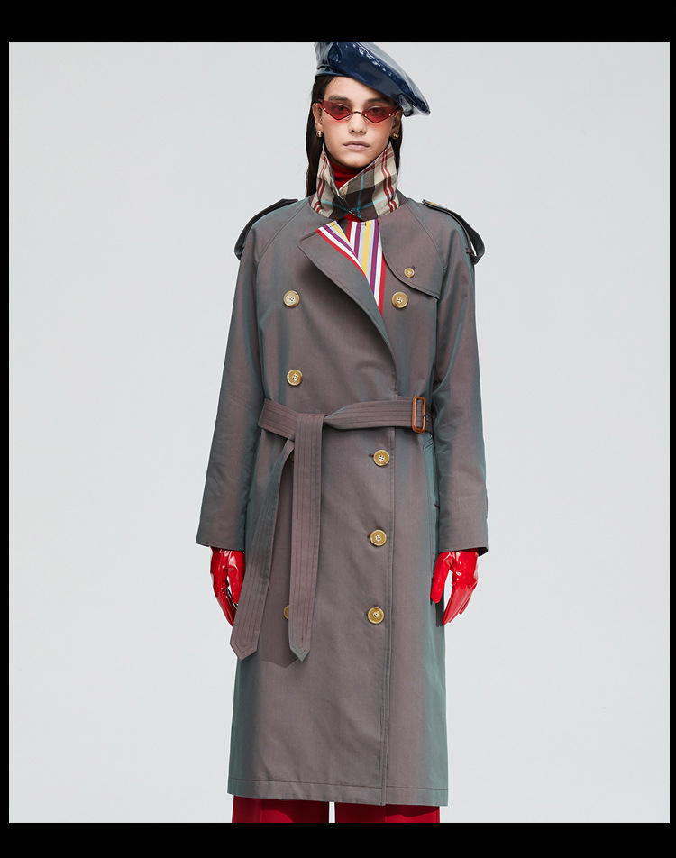 Title 1, Trench coat da donna a doppiopetto con righe co...