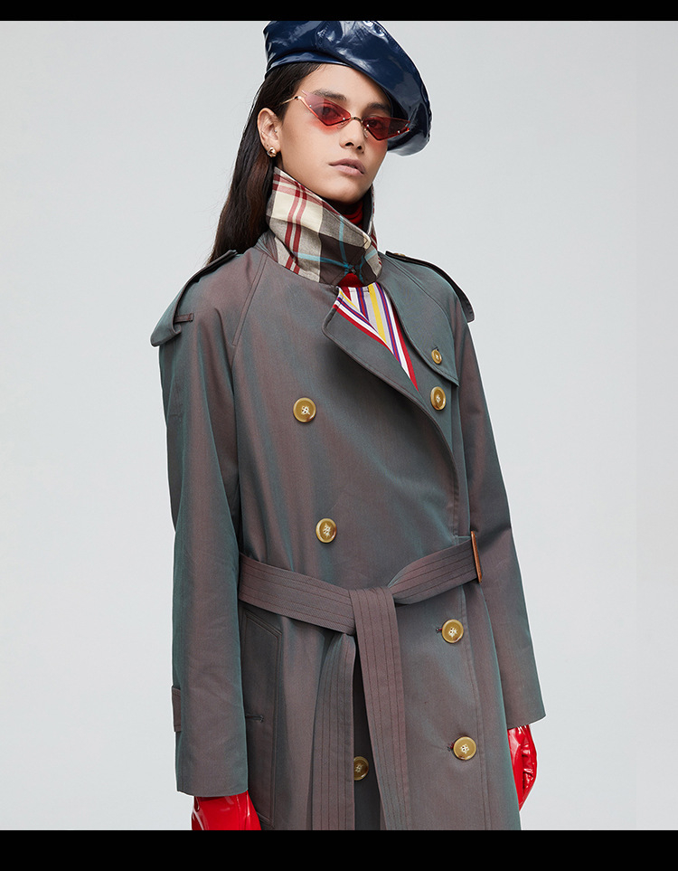 Title 5, Trench coat da donna a doppiopetto con righe co...